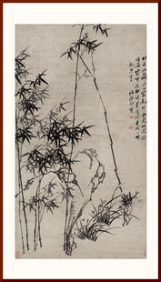 水墨画 国画 兰竹 花鸟画 郑板桥 清 郑燮 竹石幽兰图 仿古字画