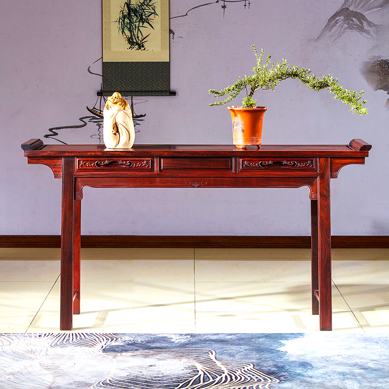 王木匠 红木家具条案中式实木客厅玄关桌 东非酸枝木明式条案供桌