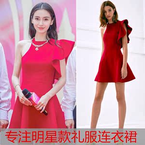 斜肩婚礼礼服图片