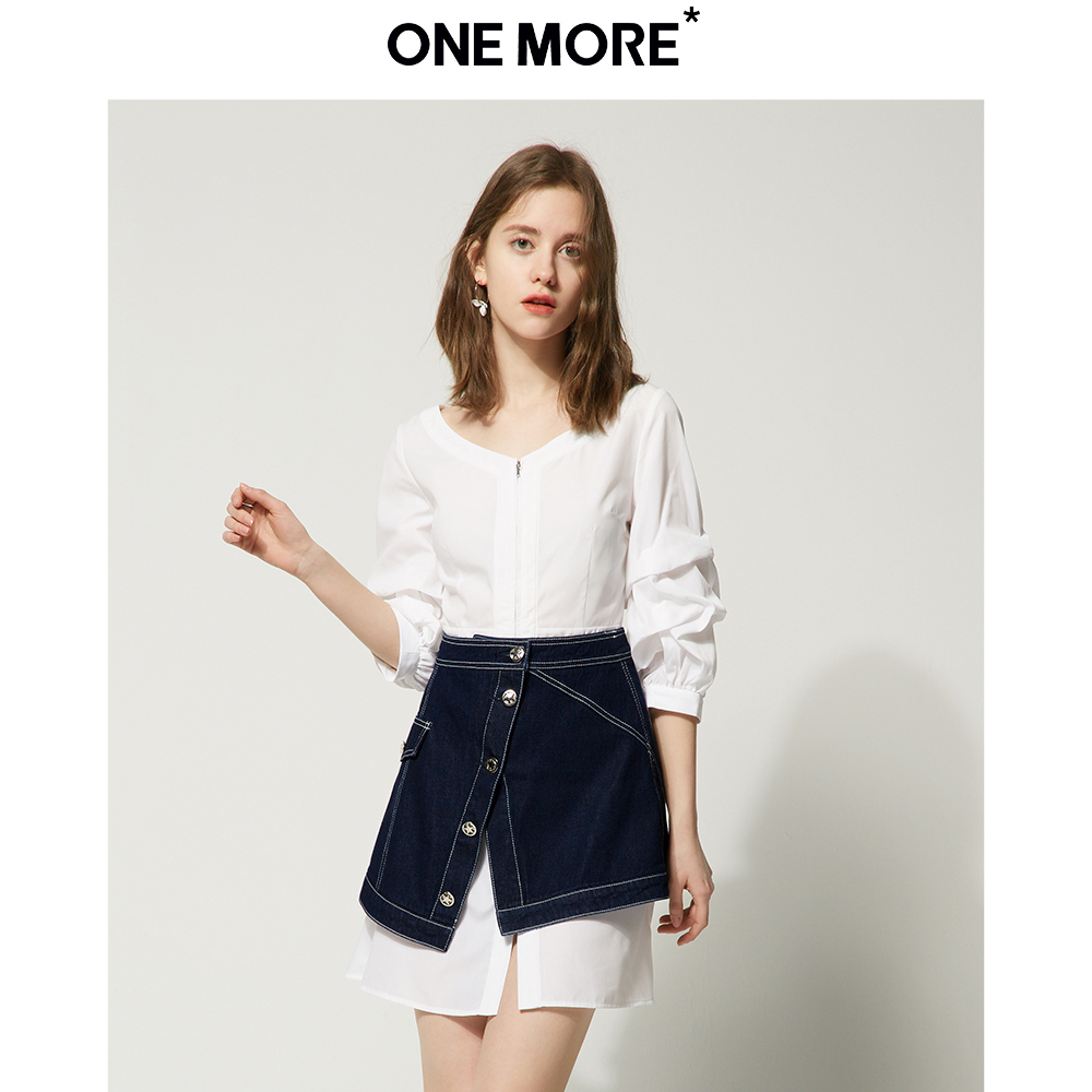 【4.2上新】ONE MORE2019夏装新款两件套衬衫裙小香风连衣裙