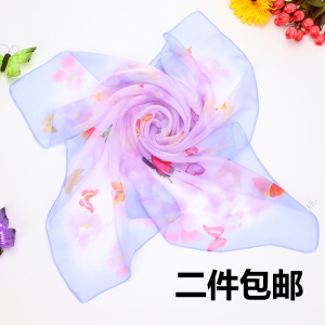 丝巾夏季薄款百搭小方巾女韩国春秋新款2017雪纺防晒纱巾头巾围巾防晒纱巾