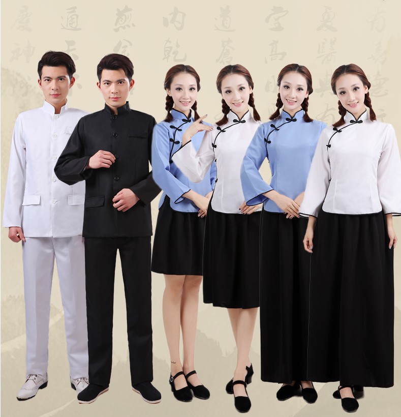 民国学生装五四青年服复古毕业季演出服女男款中山装古装校服班服