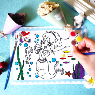 儿童水彩画水粉画益智diy颜料手工画填色涂鸦画涂色画画套装包邮
