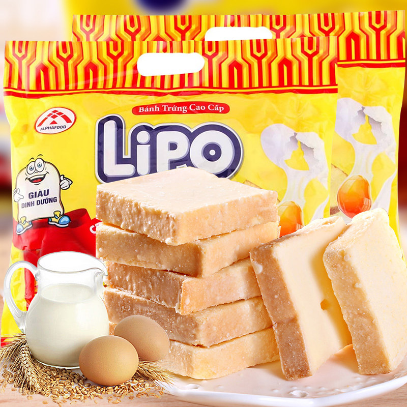 越南进口【Lipo鸡蛋牛奶面包干900g整箱】巧克力早餐奶酪饼干零食