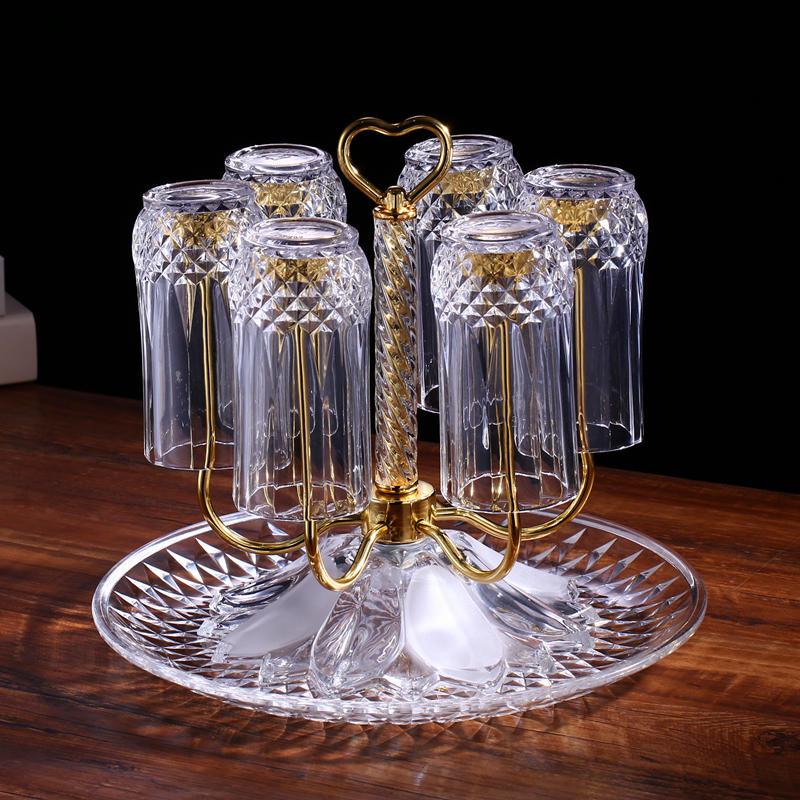 创意不锈钢旋转水杯架玻璃杯架子茶杯挂架时尚客厅置物沥水架家用