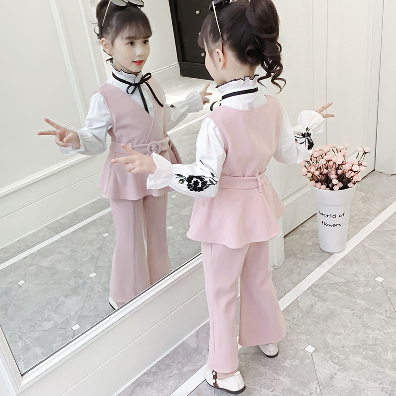 女童套装春装2019新款韩版儿童中大童时髦网红春秋季洋气三件套潮