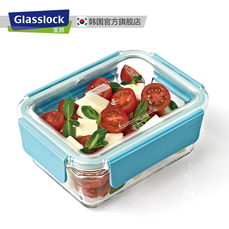 Glasslock多色耐热钢化玻璃饭盒微波炉烤箱可用保鲜盒密封便当盒