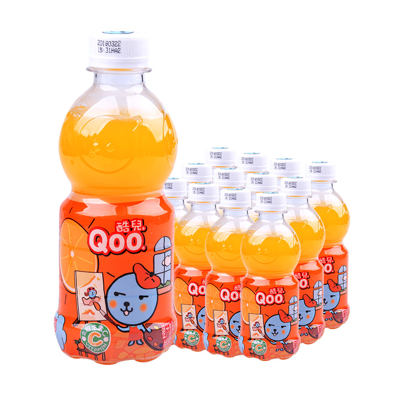 可口可乐美汁源酷儿橙汁果汁300ml*12瓶果粒橙迷你小瓶装饮料批发
