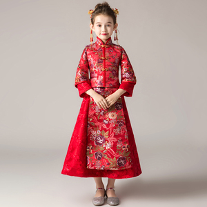 class=h>唐装 /span>女中国风洋气公主裙冬季红色中式拜年服宝宝女