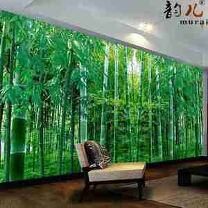 3d立体田园风景墙纸壁画竹林图片