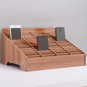 教室会议室手机管理盒维修店手机壳钢化膜存放木质多格手机收纳盒