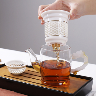 玻璃茶壶加厚耐热泡茶具套装陶瓷过滤内胆红茶壶玲珑杯功夫冲茶器