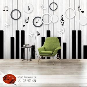 个性钢琴3d黑白键盘墙纸音乐音符壁纸琴行教室艺术中心装修背景墙