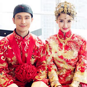 秀禾结婚明星同款皇冠中式婚礼古装头饰服旗袍凤冠baby