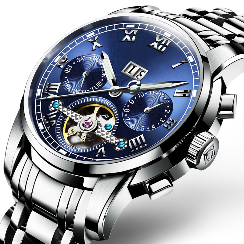 ODM定制加工手表承接来样设计后背蚀刻手表信息镂空时尚机械男表