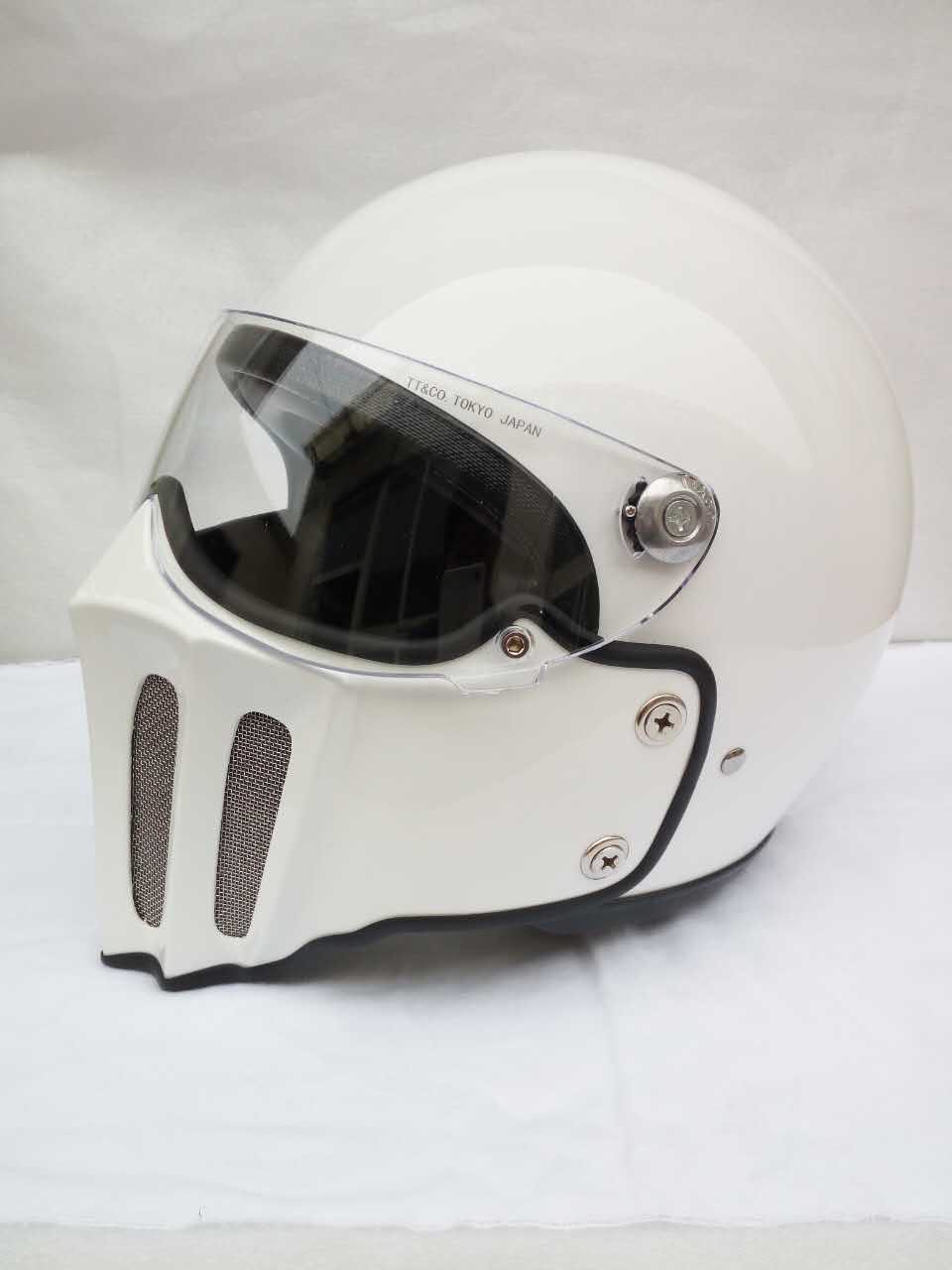 高档[日本品牌]TT&CO汤普生复古哈雷镂空幽灵摩托车头盔全盔可拆