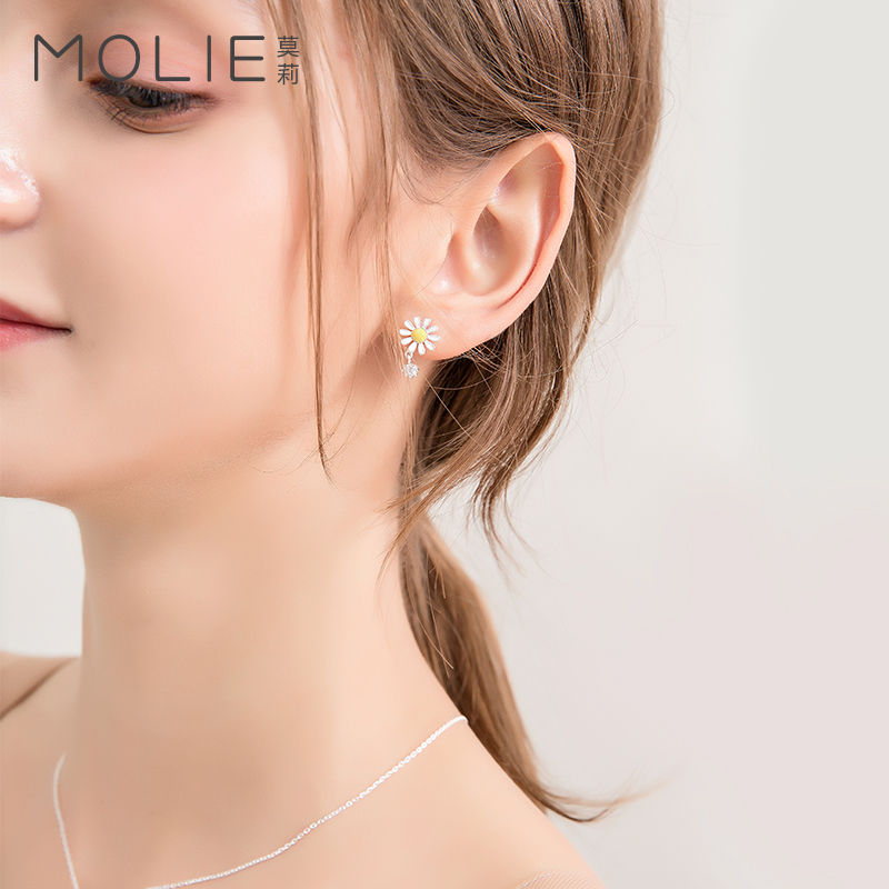 莫莉露菊耳钉女气质韩国个性花朵耳环饰品简约大方甜美少女耳饰