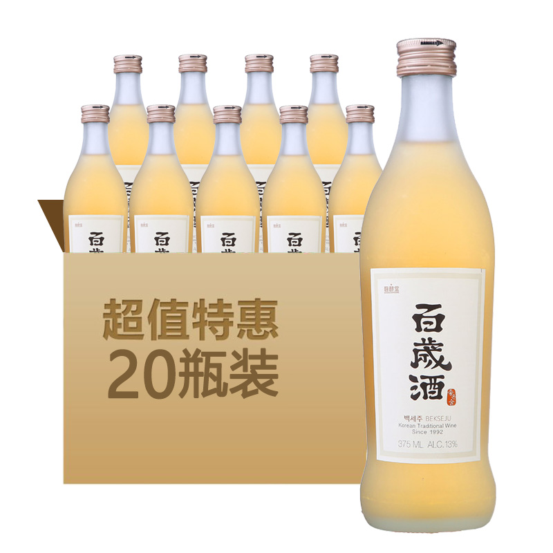 韩国果味酒 韩国原装进口 韩国百岁酒375ML*20瓶装