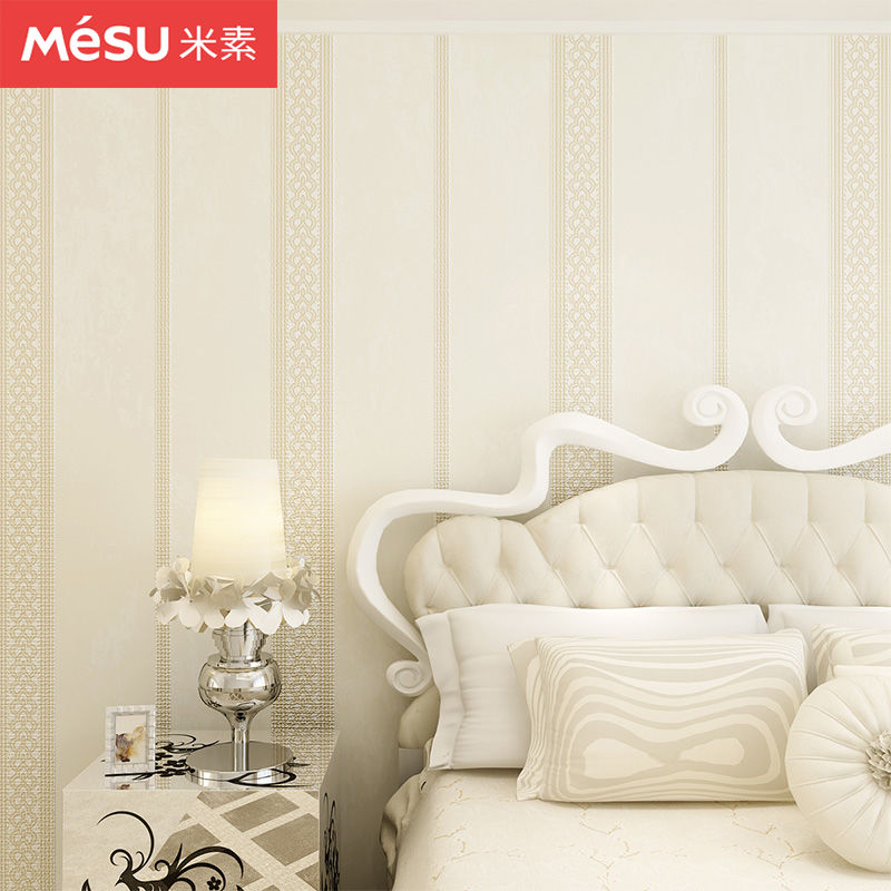 米素无纺布墙纸欧式卧室温馨 3d立体电视墙壁纸条纹客厅 坎迪斯