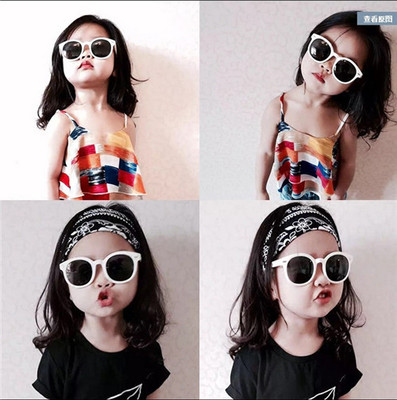 韩国定制网红宝宝墨镜男女儿童白色软框防紫外线偏光太阳镜眼镜