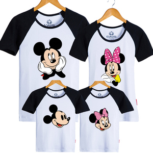 半袖亲子装家庭装卡通米老鼠一家四口纯棉短袖 span class=h></p></a>t恤 