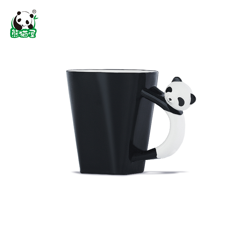 熊猫屋陶瓷马克杯 大容量杯子卡通萌趣水杯 办公室家用创意可爱