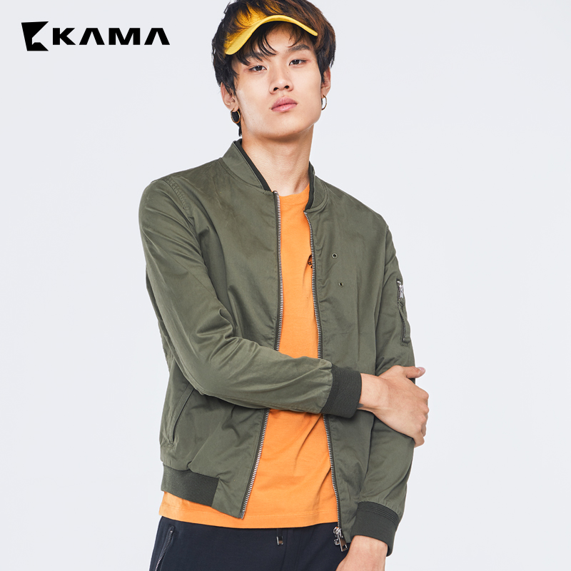 KAMA男士装 卡玛秋季休闲翻领短款外套夹克棒球服上衣服装2317715