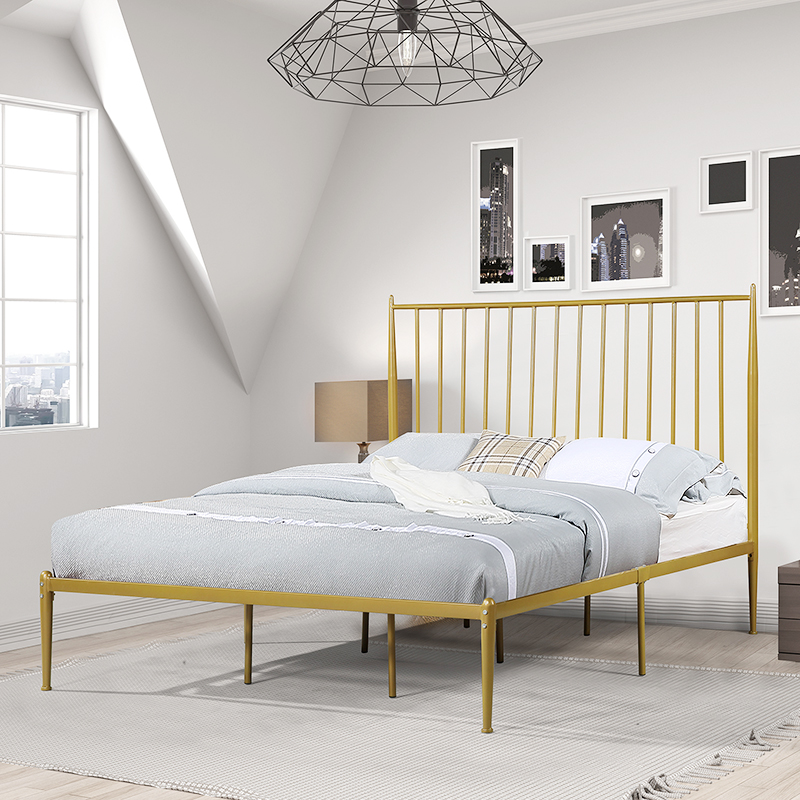 简约时尚铁艺床艺术风格金色铁床1.2米单人床1.5米1.8米双人床