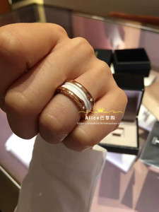 bvlgari 宝格丽 b.zero1 玫瑰金 黑白陶瓷 两环 四环 弹簧戒指