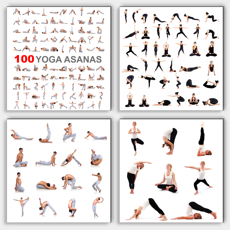 瑜伽海报装饰画yog瑜伽动作分解挂图运动健身画瑜伽关键体式壁画