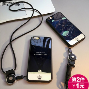 卡通苹果6手机壳6s外壳iPhone6plus保护壳挂绳挂脖防摔情侣硅胶套个性手机壳