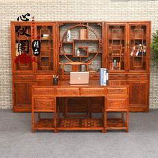 仿古实木中式书桌榆木办公桌写字台红木老板桌大班台电脑桌书画桌