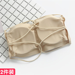 夏季无带薄款内衣女美背防走光抹胸背心文胸打底裹胸无肩带带胸垫裹胸