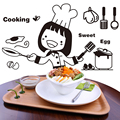 饰餐厅墙贴画磁砖贴纸 可移除防水创意可爱女孩做饭厨师厨房墙上装