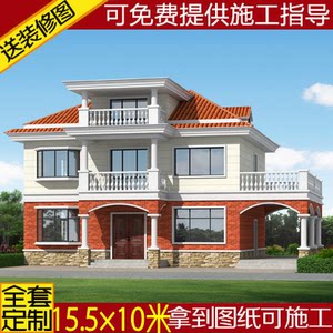 三层半高层带图纸自建房农村v高层四层车库别墅住宅图纸cad楼房图片