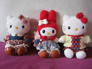 hellokitty凯蒂猫melody美乐蒂乡村布娃娃抱小熊毛绒玩具公仔 108.