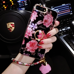 OPPO R9手机壳硅胶女款R9S花卉防摔带挂绳全包边软壳R9plus手机壳个性手机壳