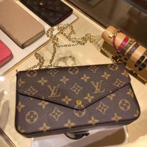 欧洲路易威登lv链条包felicie女包老花三合一斜挎m61276