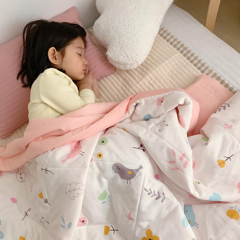 迎鹤纯棉宝宝春夏双层纱幼儿园午睡1.2米夏被凉盖被1.5米小被子