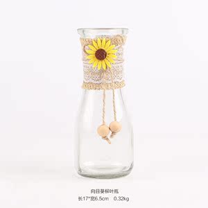 做花瓶的创意装饰玻璃瓶彩色瓶子diy手工材料小花创意麻绳