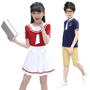 儿童夏季英伦校服女孩短裙男童中裤套装小学生一二年级幼儿园夏装