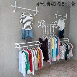 铁艺服装店衣架展示架上墙衣服架子男女童装货架壁挂式正侧挂衣架铁艺货架