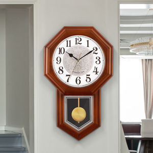 实木时钟挂钟客厅中式图片