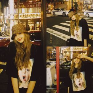 明星同款blackpink lisa同款t恤 2018超潮bf风宽松小孩头像上衣