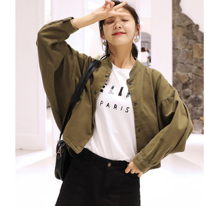 牛仔短款上衣女棒球服图片