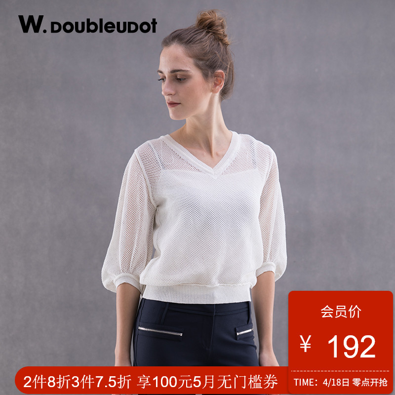 W.doubleudotW.DoubleuDot达点女时尚纯色套头针织衫WK6AP3500