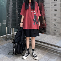 秋季韩版ins超火原宿风bf工装裤子T恤嘻哈运动套装女学生两件套潮