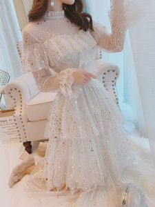 超仙白色连衣裙蕾丝图片