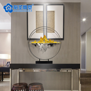 酒店大堂摆件 中式客厅招财金山桌上办公室玄关风水招财 span class=h