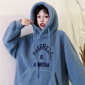 韩国东大门加厚羊羔绒 span class=h>卫衣/span>丧系衣服女学生宽松